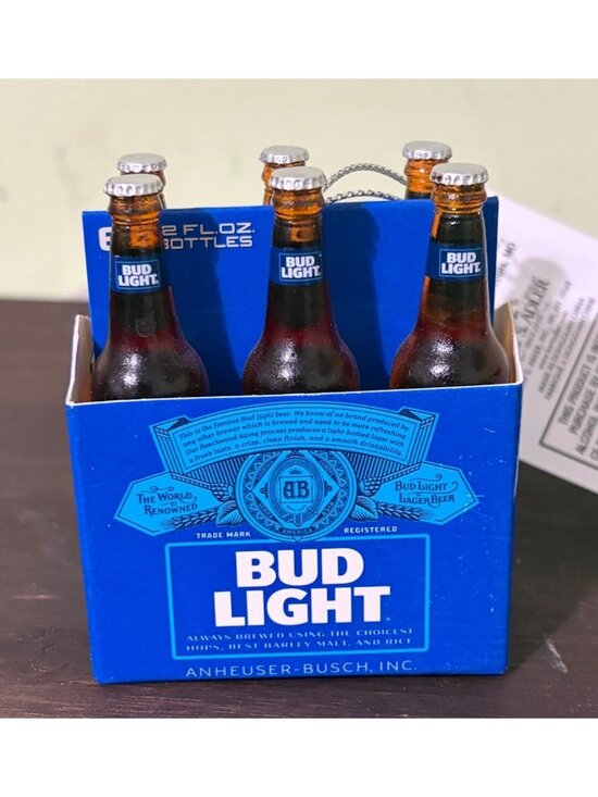 Anheuser-Busch Other - Bud Light Holiday Ornament Miniature Beer Bottle Set In Blue Box U16a